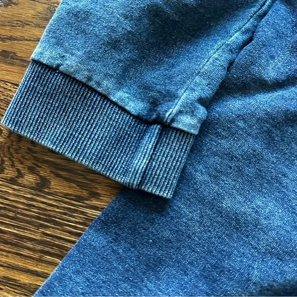 For Cynthia Blue Hooded Cotton Terry zip up sweater boho Tunic Jacket - Picture 3 of 11